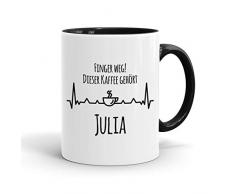 True Statements Tasse Finger weg Dieser Kaffee gehört Wunschname personalisiert - personalisierte Kaffeetasse mit Wunsch-Name ? spülmaschinenfest ? tolles Geschenk zu Weihnachten, innen schwarz