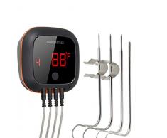 Inkbird IBT-4XS Bluetooth Barbecue Grillthermometer mit dem 1000mAh Li-Batterie, Magnet Montagedesign und Rotations Lesebildschirm Thermometer für BBQ, Küche, Grill, Ofen, Fleisch