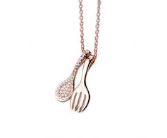 Helen de Lete S925 Sterling Silber Löffel Gabel Halsband Halskette (Rose Gold)