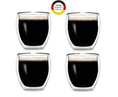 Creano doppelwandige Espresso-Gläser, 4er-Set 100ml Thermo-Gläser mit Schwebe-Effekt
