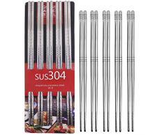 SourceTon 10 Paar Edelstahl-Essstäbchen, Anti-Skid Anti-hot Design, leicht, Essstäbchen-Set, wiederverwendbar, klassischer Stil für Küche Essen