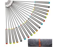 TecUnite Edelstahl Fonduegabeln mit Hitzebeständigem Griff für Käse Schokoladen Fondue Braten Marshmallows Fleisch, 9,5 Zoll (18 Packung)