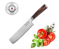 ChaNoHana Damast Nakiri-Messer mit Echtholz Pakkagriff | VG10 Damaststahl-Klinge 18,5cm 67 Lagen | Gemüsemesser | Küchenmesser | Kochmesser | Japan-Messer