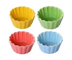 DINNA Ramekin für Backen Keramik Schokoladen-Auflauf Backen Creme Brulee Geschirr Matte Glasur, Gelee-Pudding-Backen-Form Bowl,4pcs