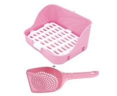 Kaninchenklo Töpfchentraining Eckpfanne mit Rost für Erwachsene, Meerschweinchen, Frettchen, Ratten, Rose