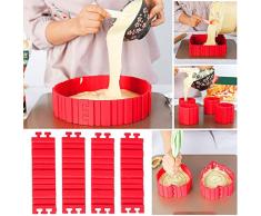 TANSIR Bake Snake, Kuchenformen, Tortenring Verstellbar, Silikon, Backform, Fondant Zubehör, Cake Mould, DIY eine Vielzahl von Formen (rot), 4 pcs