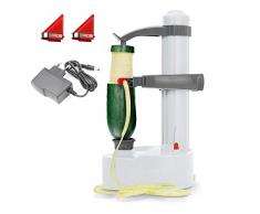 Malayas Elektro-Kartoffelschäler [2 Extra Klingen] - Automatische rotierende Früchte & Gemüse Cutter Apple Schälmaschine - Kitchen Peeling Tool (Weiß)