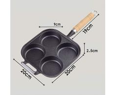 QQRH Eierbratpfanne,Bratpfanne mit 4 Mulden,Antihaft Eierpfanne Eierpfanne,Spezialpfanne für Spiegeleier Gusseisen,4 Gitter,Antihaft Beschichtung,Pfannkuchen-Omelettpfanne,Speiseöl sparen,schwarz