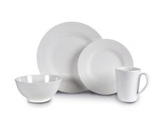 Melamin Geschirrset 16 Teile Teller Tassen Campinggeschirr Geschirr 4 Personen Picknick Camping Melamingeschirr Tafelservice Tafelgeschirr Outdoor Kombiservice Picknickgeschirr weiß elegant modern