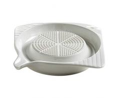 Porzellanreibe Apfelreibe Muskatreibe Obstreibe, eckig mit runder Reibefläche, hochwertiges Porzellan, ca. 12.5 x 12.5 cm, weiß