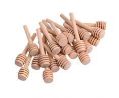 XZANTE 50er-Pack Mini-3-Zoll-Holzhonig-Loeffelstoecke, Einzeln verpackt, Server Fuer Honigglas-Spender Nieselhonig, Hochzeitsfest