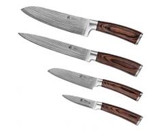 Wakoli Damastmesser Profi Messerset mit Geschenkbox, VG-10, 29 cm bis 19,5 cm, sehr hochwertiges Damast Messer, Japanische Damaszener Küchenmesser mit Ahornholz Griffen
