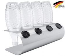 SodaNature™ | 4er Design Abtropfhalter in U-Form z.B. für SodaStream Crystal Flaschen | Flaschenhalter in 3 Farben: Edelstahl, Weiß, Anthrazit | Made in Germany