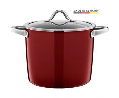 Silit Vitaliano Rosso Gemüsetopf 24cm, Glasdeckel, Topf groß 8,5l, Silargan Funktionskeramik, Topf Induktion, dunkelrot