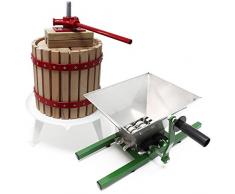 Wiltec Obstpresse 18l inkl Presstuch und Obstmühle 7l zur Maischeherstellung