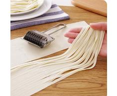 Nudelschneider Gitter Roller Knoblauch Ingwer Werkzeuge Edelstahl Docker Teigschneider Pasta Spaghetti Maker Küche Kochen Tools, silber