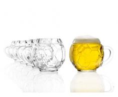 Stölzle Oberglas Fußball Bierkrug 0,4l - Original Fußballkrug, 6 Biergläser, Tradition, spülmaschinenfest, hochwertige Qualität