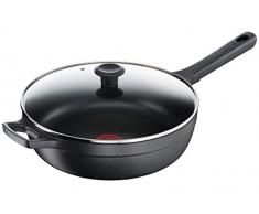 Tefal G60537 Trattoria Schmorpfanne, mit Glasdeckel, antihaftbeschichtet, 28 cm, schwarz