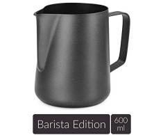 Lambda Coffee® Milchkännchen 600ml aus Edelstahl für Barista Zubehör | Milk jug Pitcher schwarz Teflon beschichtet | Milchkanne Milch aufschäumen Latte Art 600ml | für Espresso Siebträger Barista Set