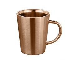 BESTOMZ 304 Edelstahl Kaffeebecher Kaffeetasse Doppelwandige Bierkrug Tee Tasse mit Griff - Roségold, 400ml