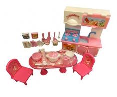 fat-catz-copy-catz Pink Barbie Sindy Puppe Größe Kunststoff Küchenmöbel Set, Tisch, Teeset, Ofen, Herd, Töpfe & Pfannen