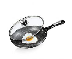 WONOOS No-Smoke Nicht-klebrige Öl Bratpfanne Maifanshi Geschenk Verbindung Thick-Fried Wok Antihaft-Pfanne, Stir Fry Pan mit gehärtetem Glas Deckel und rutsch Stay-Kaltgriffe