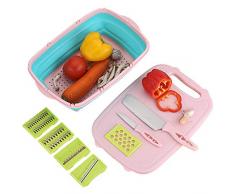 LALLing Küchengemüseschneider Gemüseschneiden Artefakt Kartoffelreibe Multifunktionale tragbare Schneidebrett Abflusskorb Gadget