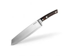 Burnhard Küchenmesser mit Pakka-Holzgriff inkl. Klingenschutz aus Leder, Deutscher Klingenstahl, ergonomische Form