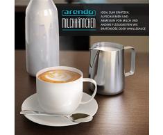 Arendo - Milchkännchen Edelstahl 350ml - Aufschäumer Kännchen – Milchkanne – Milk Pitcher - rostfreier Edelstahl – zum Milch Aufschäumen – spülmaschinenfest - Messskala - für Barista Cappuccino Latte