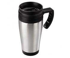 Xavax Isolierbecher Auto (Coffee-to-go, 400 ml, für HeiÃ- / Kaltgetränke, mit Henkel, aus Edelstahl) Silber