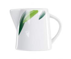 Van Well | Milchkännchen Siena | 220 ml | Milch-Gießer | Milk Pitcher | Servier-Kännchen | Blatt-Dekor grün | edles Porzellan | Gastro-Geschirr