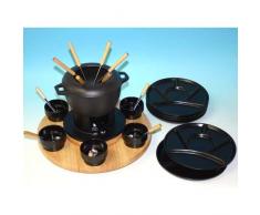 Fondue-Set aus Gusseisen, Keramik und Holz - 30-teilig