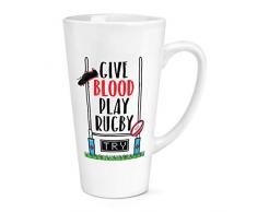 Große Latte-Tasse mit Aufschrift Give Blood Play Rugby, 480 ml