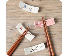 BESTONZON 4 stücke Keramik stäbchen Halter Plum Blossom japanischen Stil Druck stäbchen Rest Stehen Messer Abendessen löffel für esszimmer Restaurant Hause