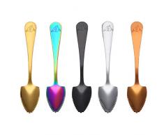 Joyibay 5 Stück Obstlöffel Kreativ Rostfreier Stahl Gezackter Kantenlöffel Grapefruitlöffel Dessertlöffel