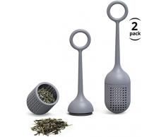 2 Stück Silikon-Teekanne in Lebensmittelqualität, Tee-Steiler mit Langem Griff, Teefilter mit losem Blatt-Teefilter