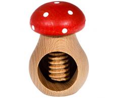 SIDCO Nussknacker Pilz Nussschraube Fliegenpilz Nussbrecher Schraubgewinde Holz rot