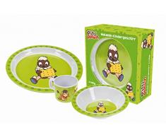 Trötsch Pittiplatsch Kindergeschirr Set grün: aus Melamin mit Geschenkverpackung (Unser Sandmännchen)