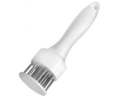 FACKELMANN Fleischzartmacher, Steaker mit Borsten aus Edelstahl, Fleischstecher mit ergonomischem Griff (Farbe: Weiß/Silber), Menge: 1 Stück