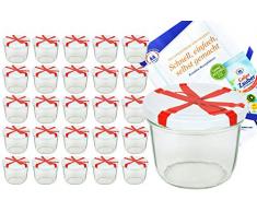 25er Set Sturzglas 230 ml To 82 weißer Deckel mit Schleifendekor incl. Diamant Gelierzauber Rezeptheft Marmeladenglas Einmachglas Einweckglas