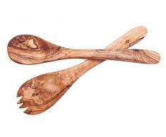 ARISTOS Salatbesteck Olivenholz 2-teiliges Holzbesteck | Mit Olivenöl behandelt | Kunststofffrei verpackt | Kreta ca. 30 cm