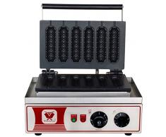 Beeketal BWA-9 Profi Gastro Stiel Waffeleisen für Waffeln am Stiel mit antihaftbeschichteten Backplatten, Waffelautomat für 6 Stielwaffeln mit Edelstahl Gehäuse, 50-300 °C stufenlos