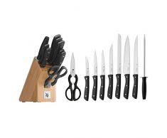 WMF Messerblock mit Messerset, 10-teilig, 7 Messer geschmiedet, 1 Schere, 1 Wetzstahl, 1 Block aus Bambus, Spezialklingenstahl, Edelstahl-Nieten