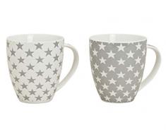 XXL Kaffeetasse 650 ml - 2er Set - Kaffeebecher mit Stern Design - Jumbo Tasse Porzellan Becher Weihnachtstasse Sterne