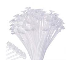 AOFOX 100 Stück weiße Kunststoff-Ballon-Sticks-Halter und Becher für Party- und Hochzeitsdekoration