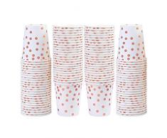 Elcoho 100 Stück Pappbecher, Partybecher, Einwegbecher, Trinkbecher für Party, Hochzeit, Jahrestag, 266 ml Farbe A