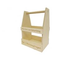 KF-Holz Bierträger mit Kapselheber und Gravur, Flaschenträger, Männerhandtasche, 6er, 8er Holzträger mit Gravur (6er Pilsträger mit Gravur)