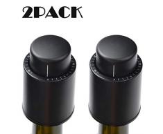 Kurami Weinflaschenverschluss, Vakuum mit Zeitskala, echter Vakuum-Champagner-Stopfen, wiederverwendbar, für alle Weinflaschen, 2 Stück schwarz