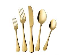 OAMCEG Golden Besteck-Set, 20 -Teilig Essbesteck aus Edelstahl für 4 Personen - Spülmaschinenfest.