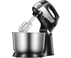 Handmixer 2 in 1 Küchenmaschine mit Rührschüssel, 6 Gang Handrührer mit Turbo und Auswurftaste, Einschließlich 2 Schneebesen 2 Teighaken, Edelstahl, 300 W, 3.5L, Silber